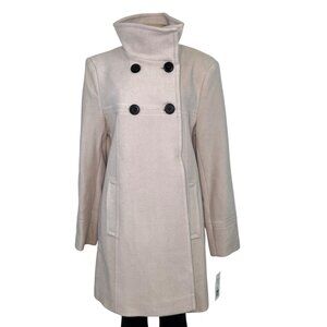 Larry Levine Women's Beige Double-Breasted Turtleneck Coat Sz 12 - New